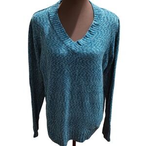 Vintage White Stag Women's Blue Marl‎ V Neck Sweater XL/XG (16-18)
